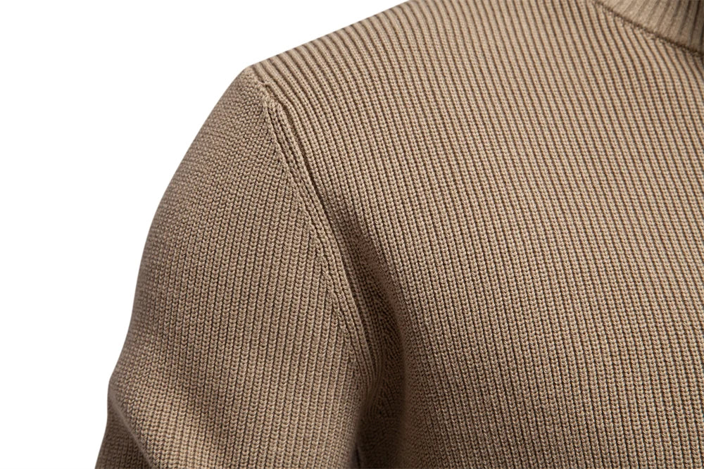 Men’s Mock Neck Button Sweater – Cotton Knit Pullover, Smart Casual Winter Style