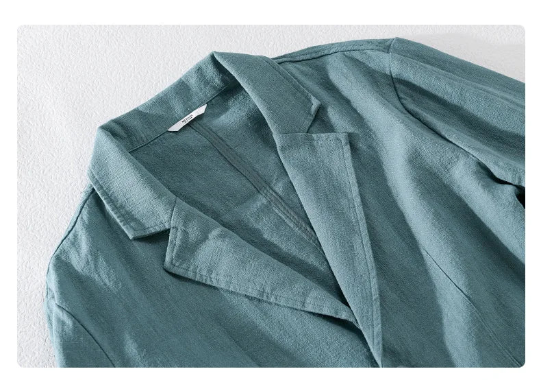 Giacca blazer casual in lino da uomo – Stile streetwear leggero e ampio