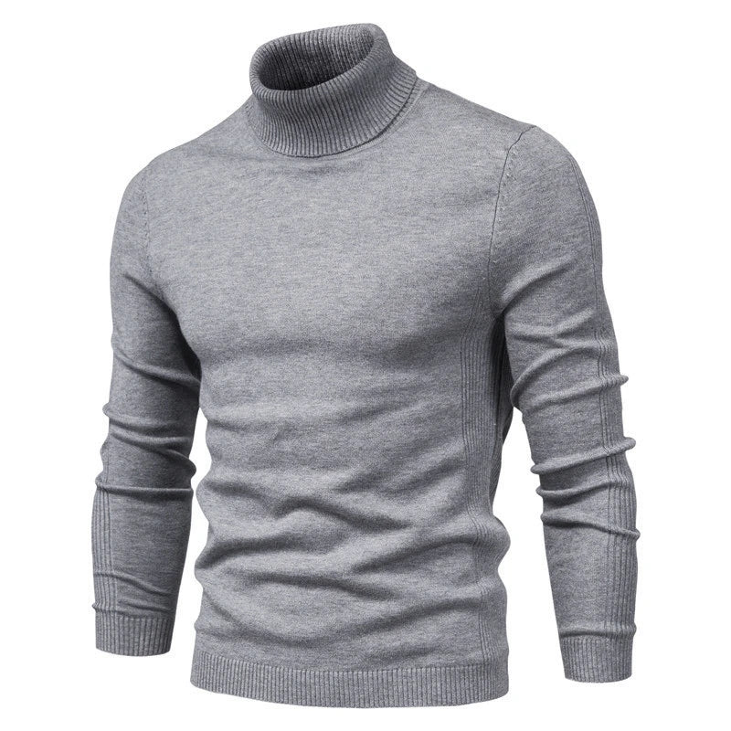 Men’s Classic Turtleneck Sweater – Slim Fit, Solid Color, Warm Winter Pullover