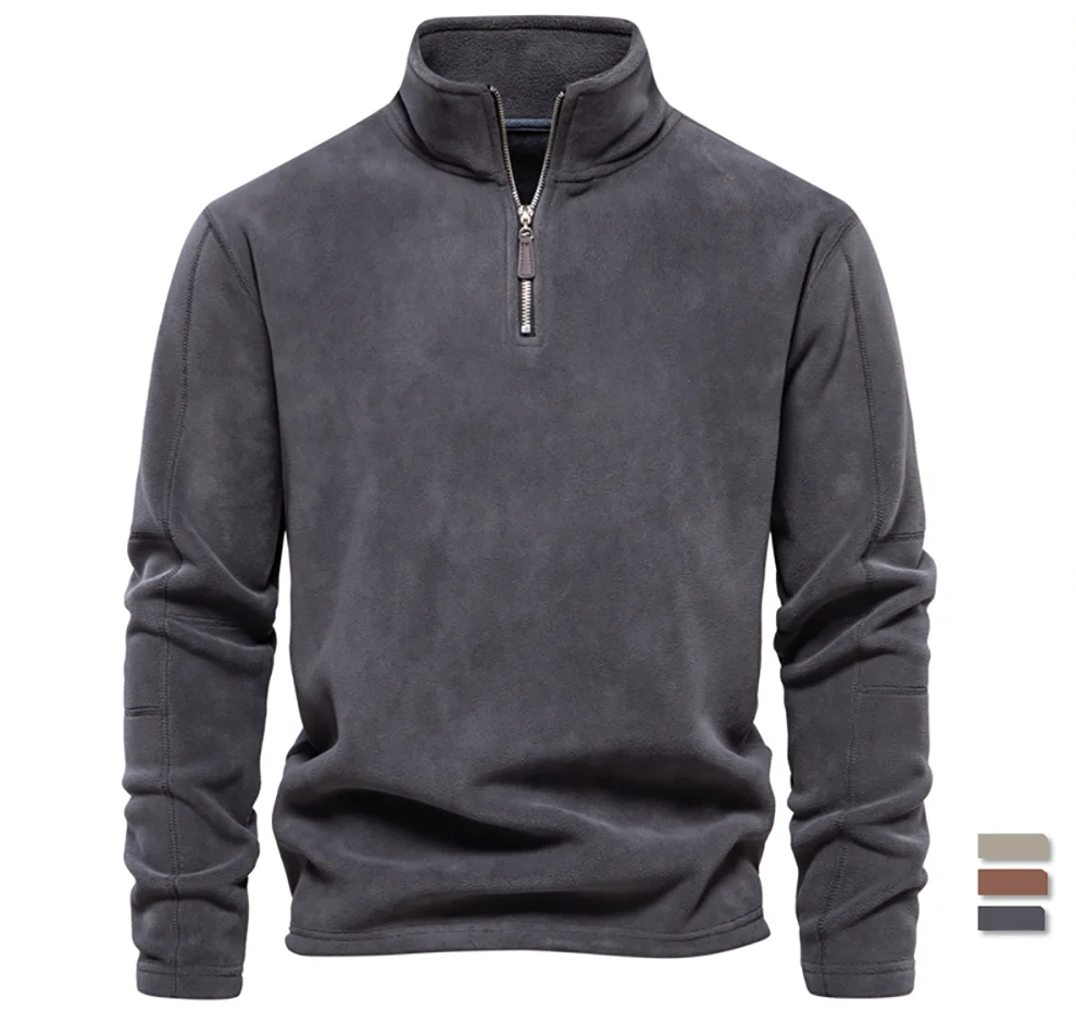 Men’s Fleece Zip Pullover Jacket – Thick Warm Soft Shell, Premium Winter Wear