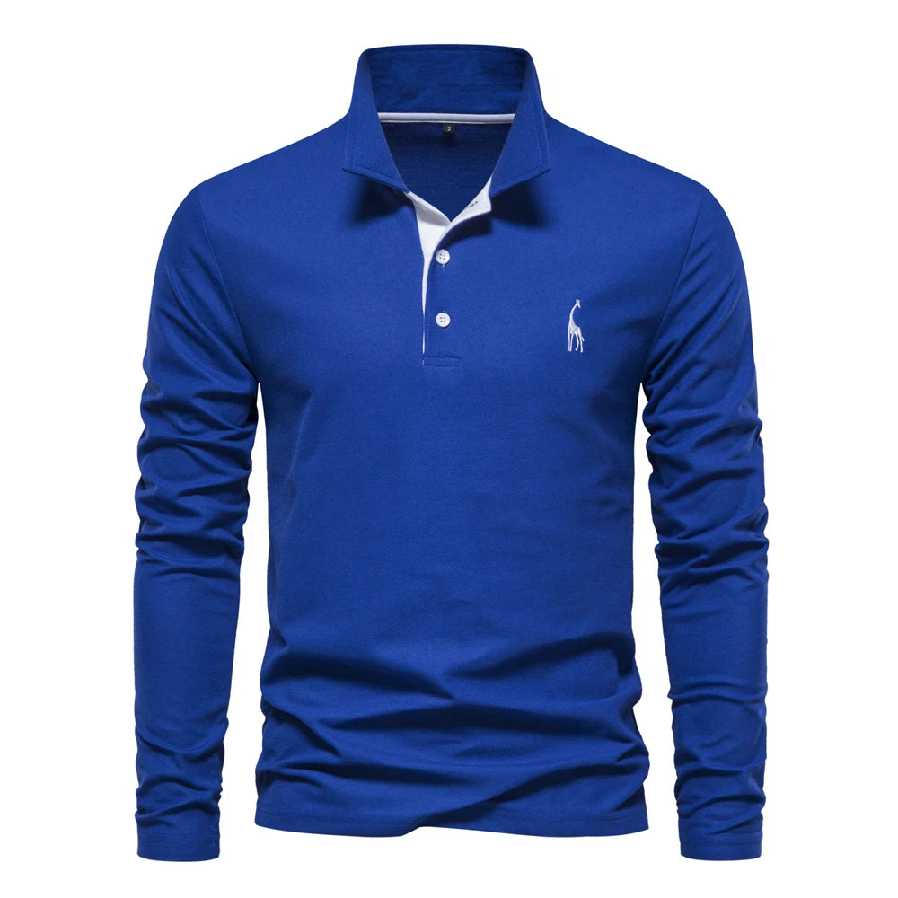 New Men's Embroidery Polo Long Sleeve Social