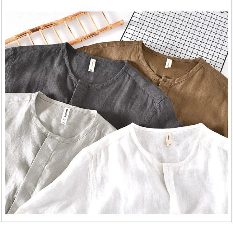 Camicia da uomo a maniche corte in lino 100% - Comfort casual