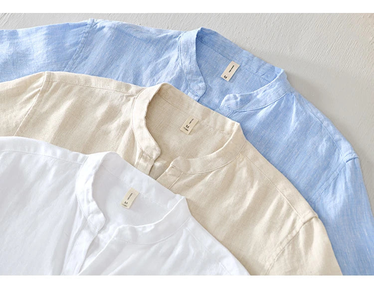 T-shirt vintage da uomo in puro lino – Abbigliamento casual estivo leggero