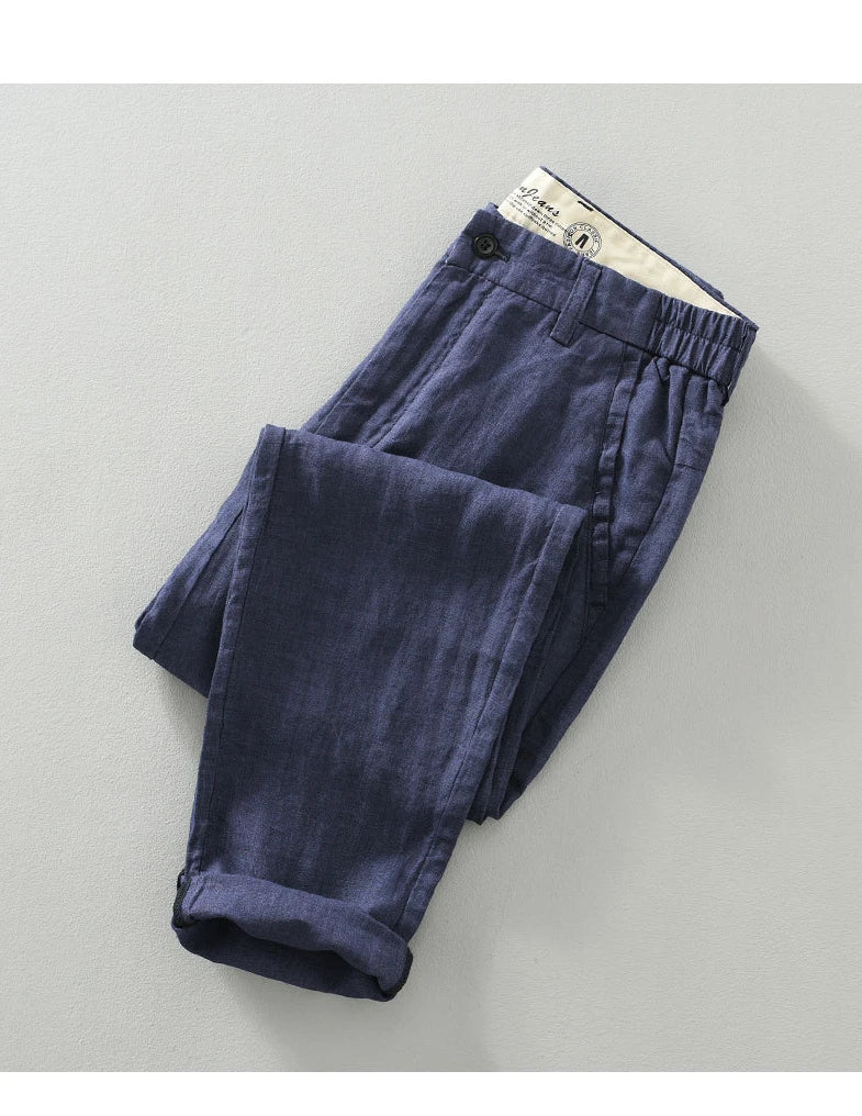 Breathable 100% Linen Casual Pants -  Clothing Slim Ankle-length Pants