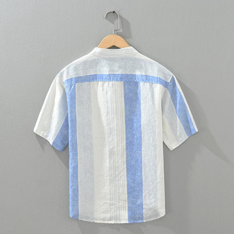 Men’s 100% Linen Shirt – Striped Design