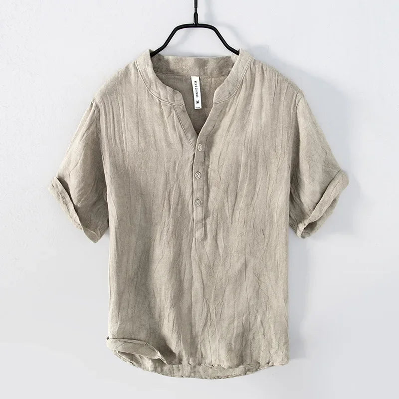 Vintage Men's lightweight short-sleeved 100% linen shirt
