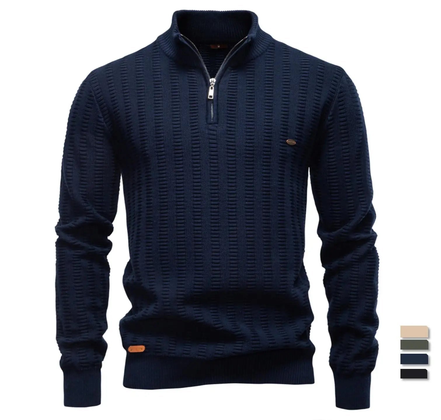 Maglione da uomo in cotone di lusso con mezza zip – Pullover in maglia spessa in stile Old Money