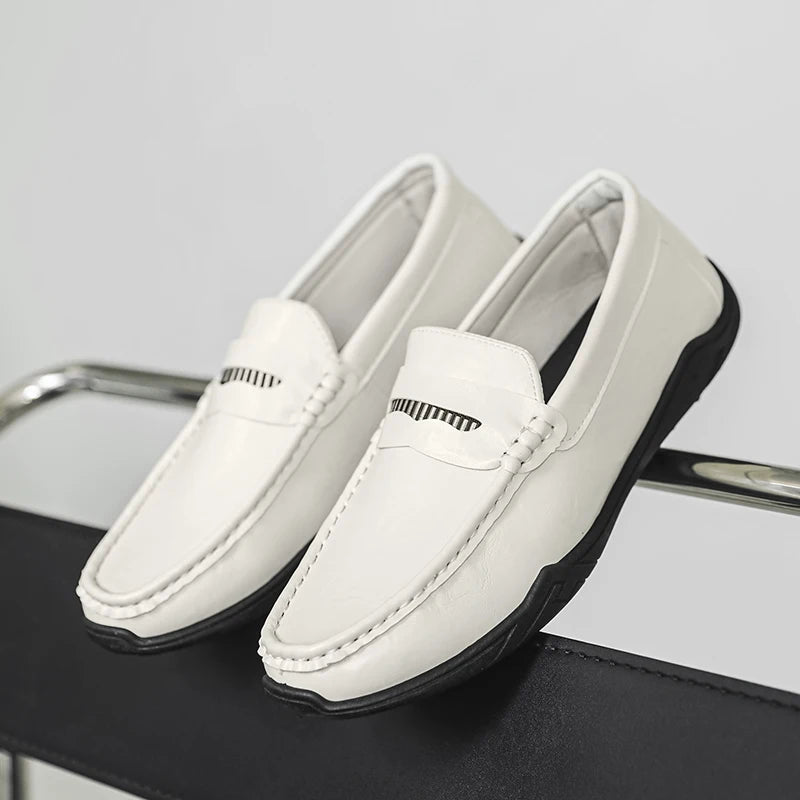 Designer Leather Slip-On Loafers Preppy Lightweight