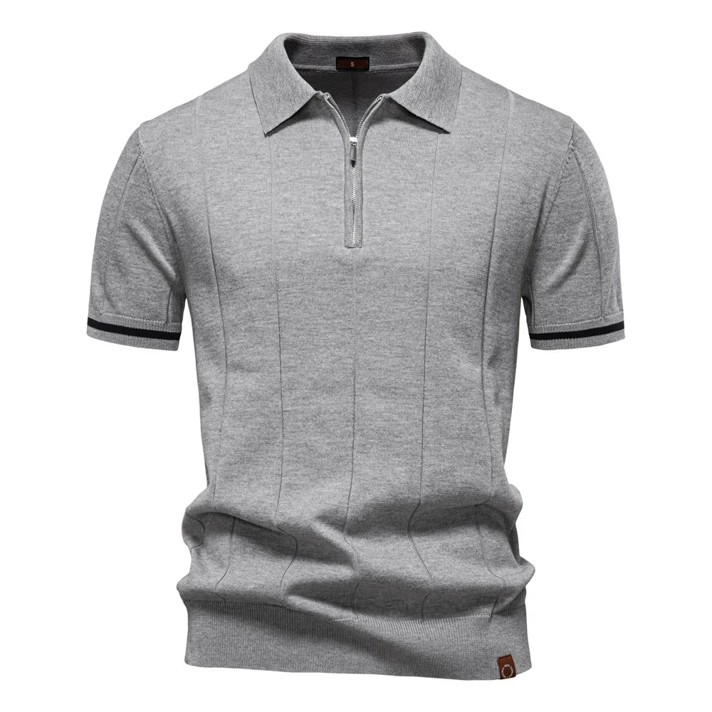 Men's zip-up athletic, formal, office sports polo shirt