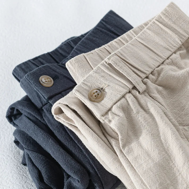 Pantaloni cargo in lino da uomo – Abbigliamento casual leggero da strada