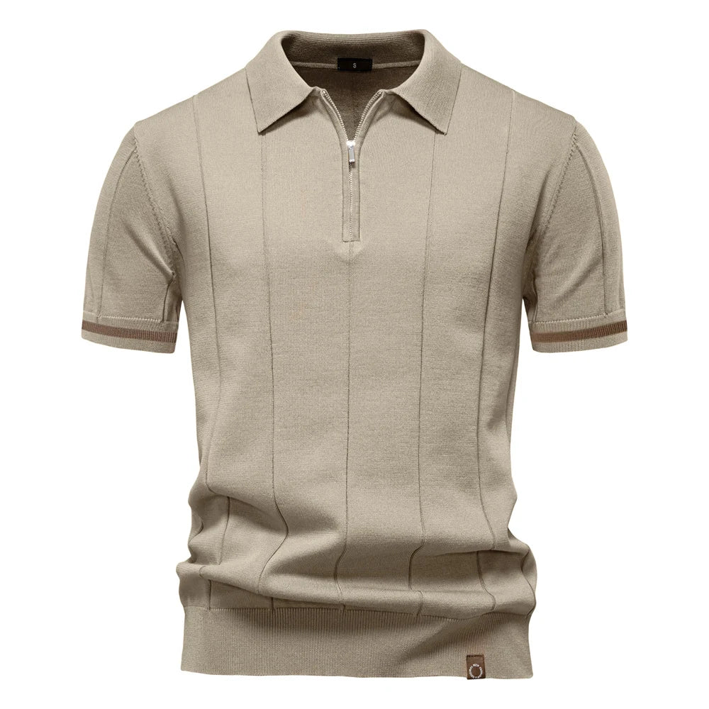 Men's zip-up athletic, formal, office sports polo shirt