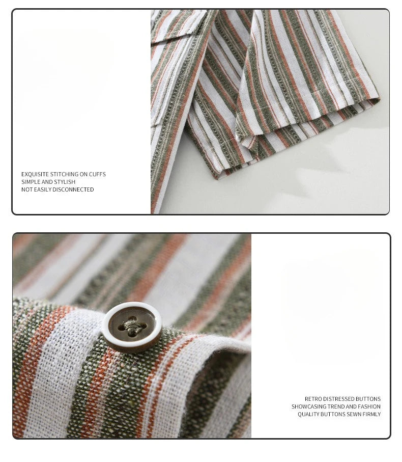 Striped 100% Linen Short-Sleeve Shirt – Refined Ease for Timeless Style