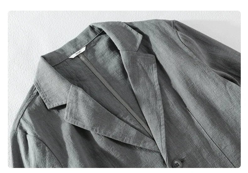 Giacca blazer casual in lino da uomo – Stile streetwear leggero e ampio
