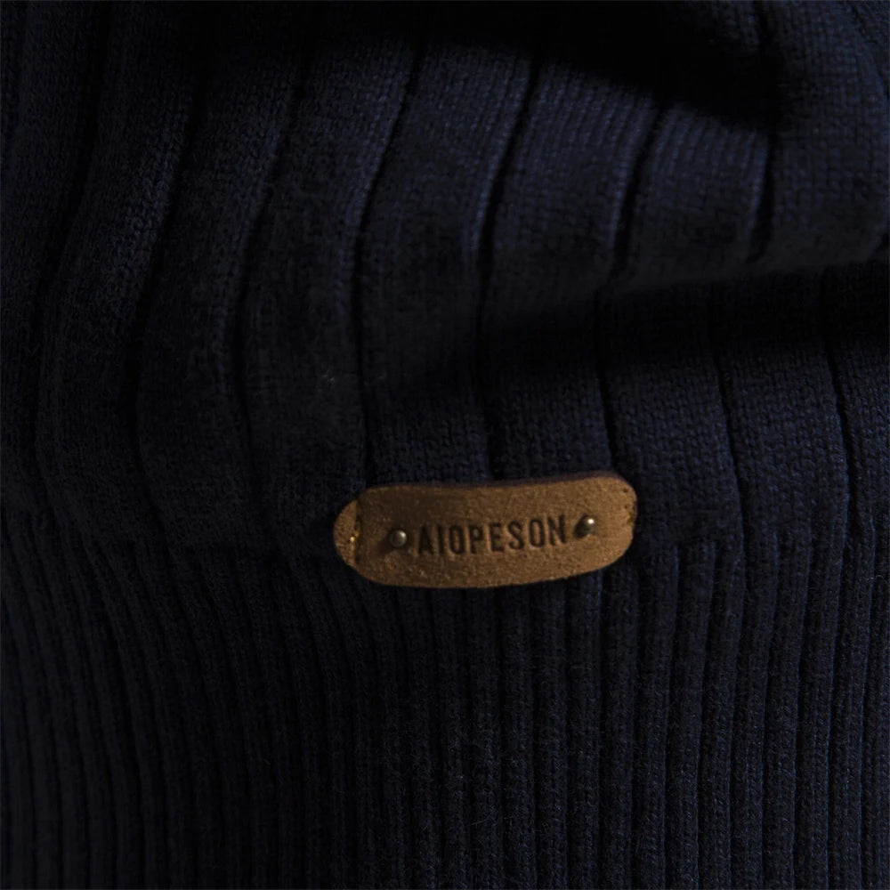 Men’s Half-Zip Cotton Sweater – Mock Neck Knit Pullover, Autumn/Winter Edition