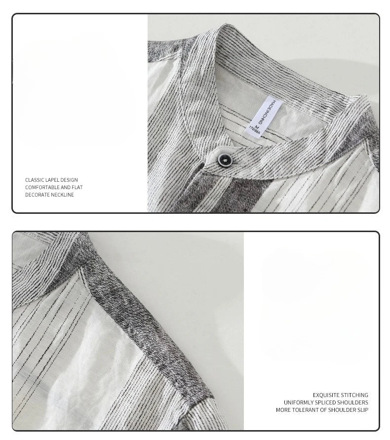 Men’s 100% Linen Shirt – Striped Design