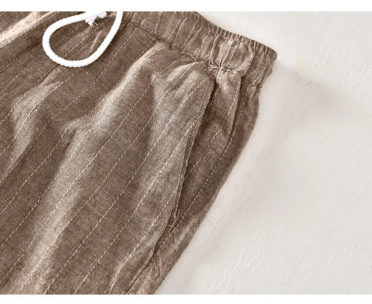 Men’s Linen And Cotton Pants – Subtle Stripes