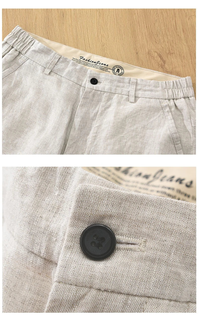 Simple Breathable 100% Linen Shorts - Clothing Straight Summer Pants