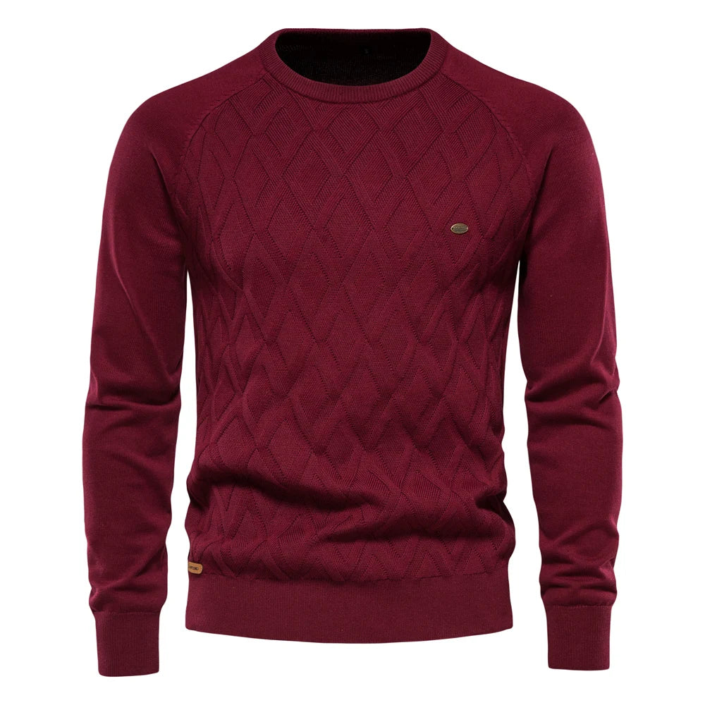 Maglione da uomo in maglia Argyle – Classico pullover invernale a maniche lunghe con scollo a V