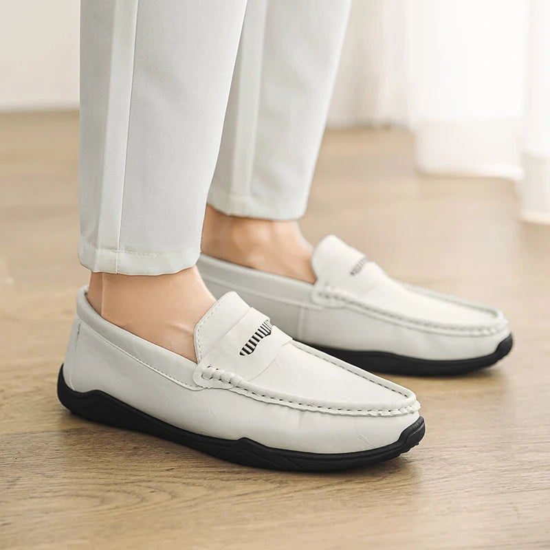 Designer Leather Slip-On Loafers Preppy Lightweight