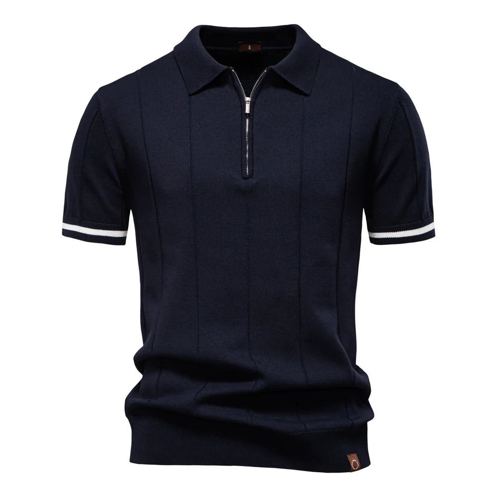 Men's zip-up athletic, formal, office sports polo shirt