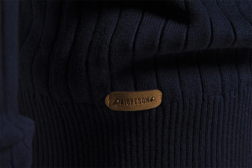 Men’s Half-Zip Cotton Sweater – Mock Neck Knit Pullover, Autumn/Winter Edition
