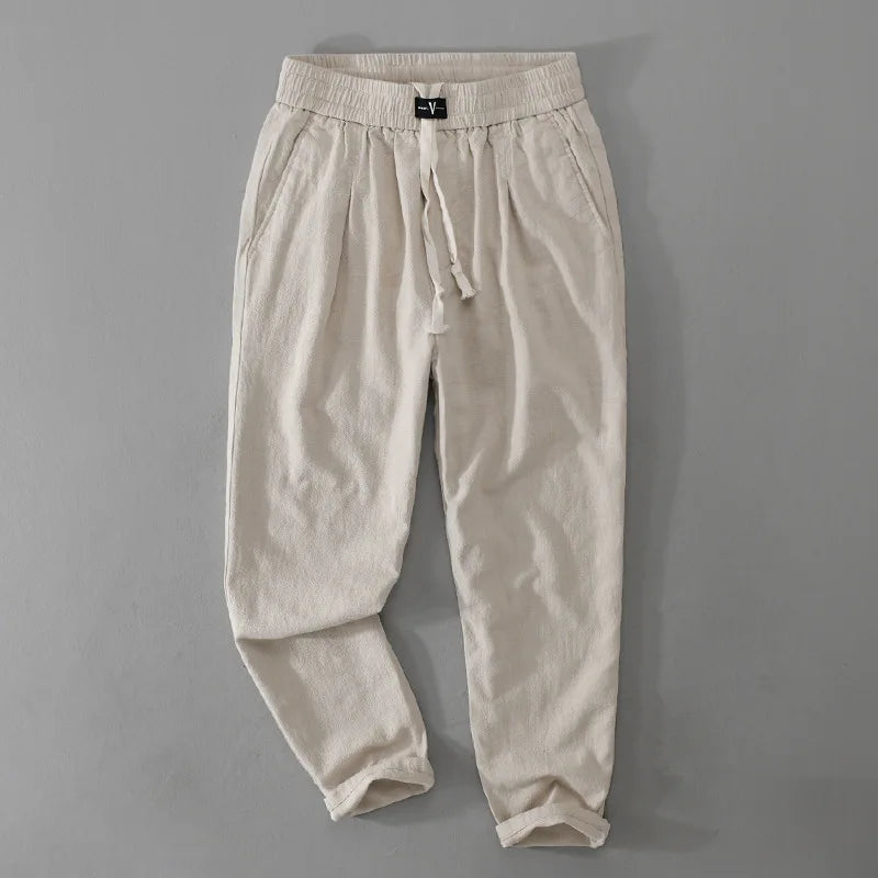 Pantaloni cargo da uomo in lino con coulisse – Stile casual leggero