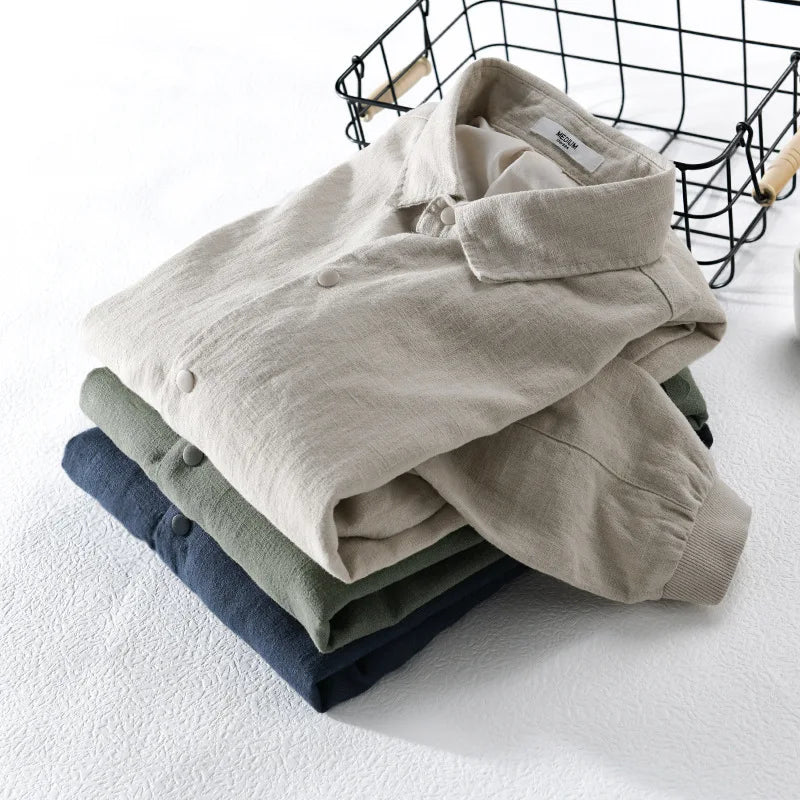 Giacca casual da uomo in cotone e lino – Capospalla leggero per primavera e autunno
