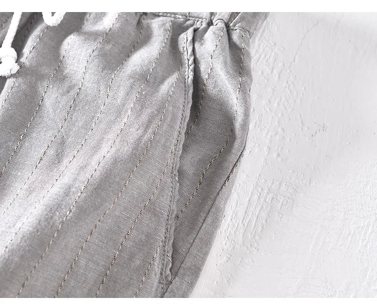 Men’s Linen And Cotton Pants – Subtle Stripes
