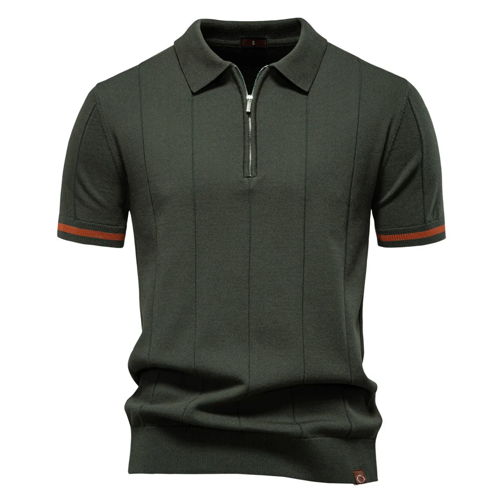 Men's zip-up athletic, formal, office sports polo shirt