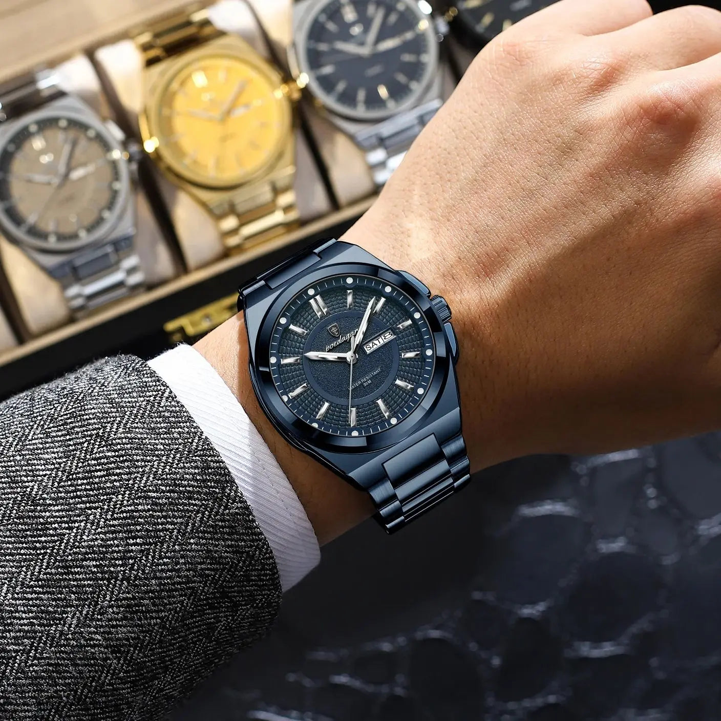 Original Men Clock Quartz ,Date ,Week Luxury Man Waterproof