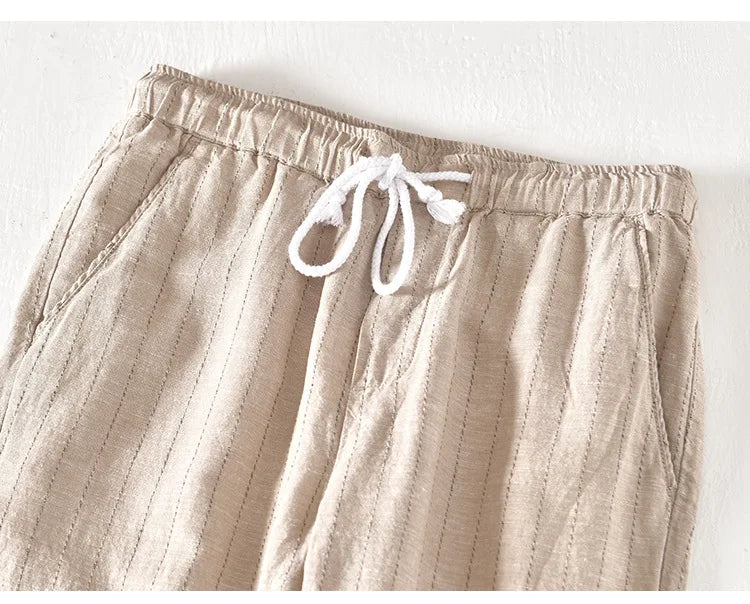 Men’s Linen And Cotton Pants – Subtle Stripes
