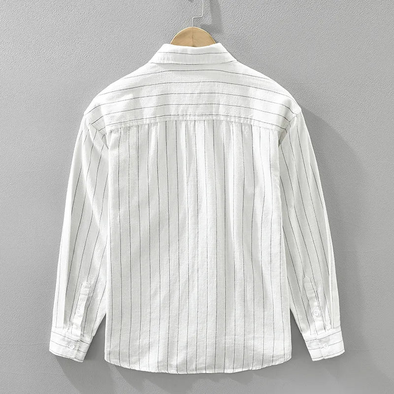 Striped 100% Linen Shirt – Modern Sophistication, Classic Comfort