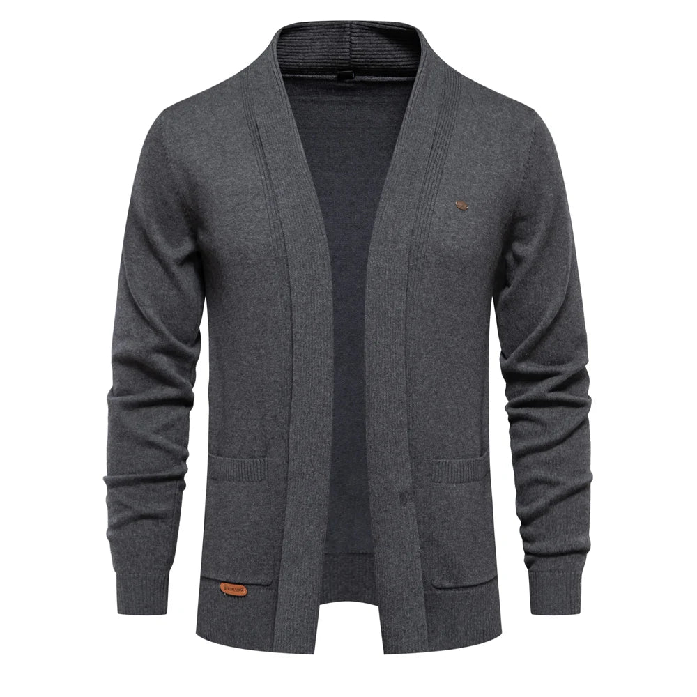 Cardigan in maglia di cotone da uomo – Classico maglione invernale aperto sul davanti per uno stile casual