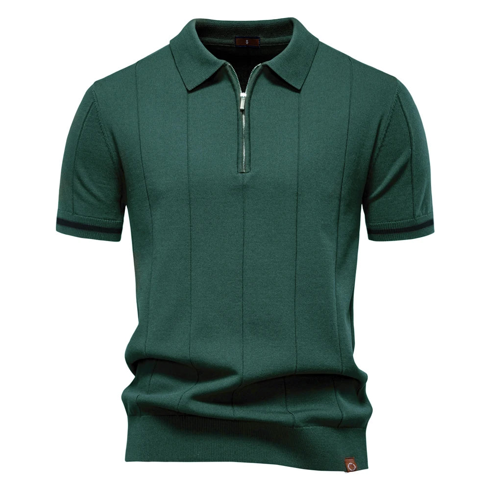 Men's zip-up athletic, formal, office sports polo shirt