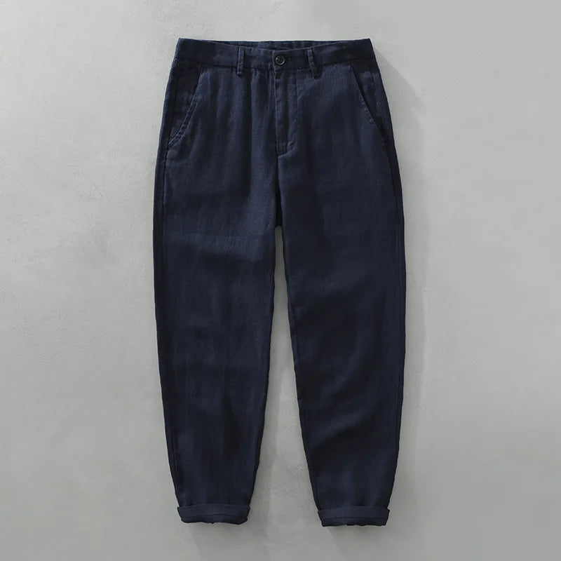 Men’s 100% Linen Casual Pants – Men Thin Breathable Trousers Men Big Size