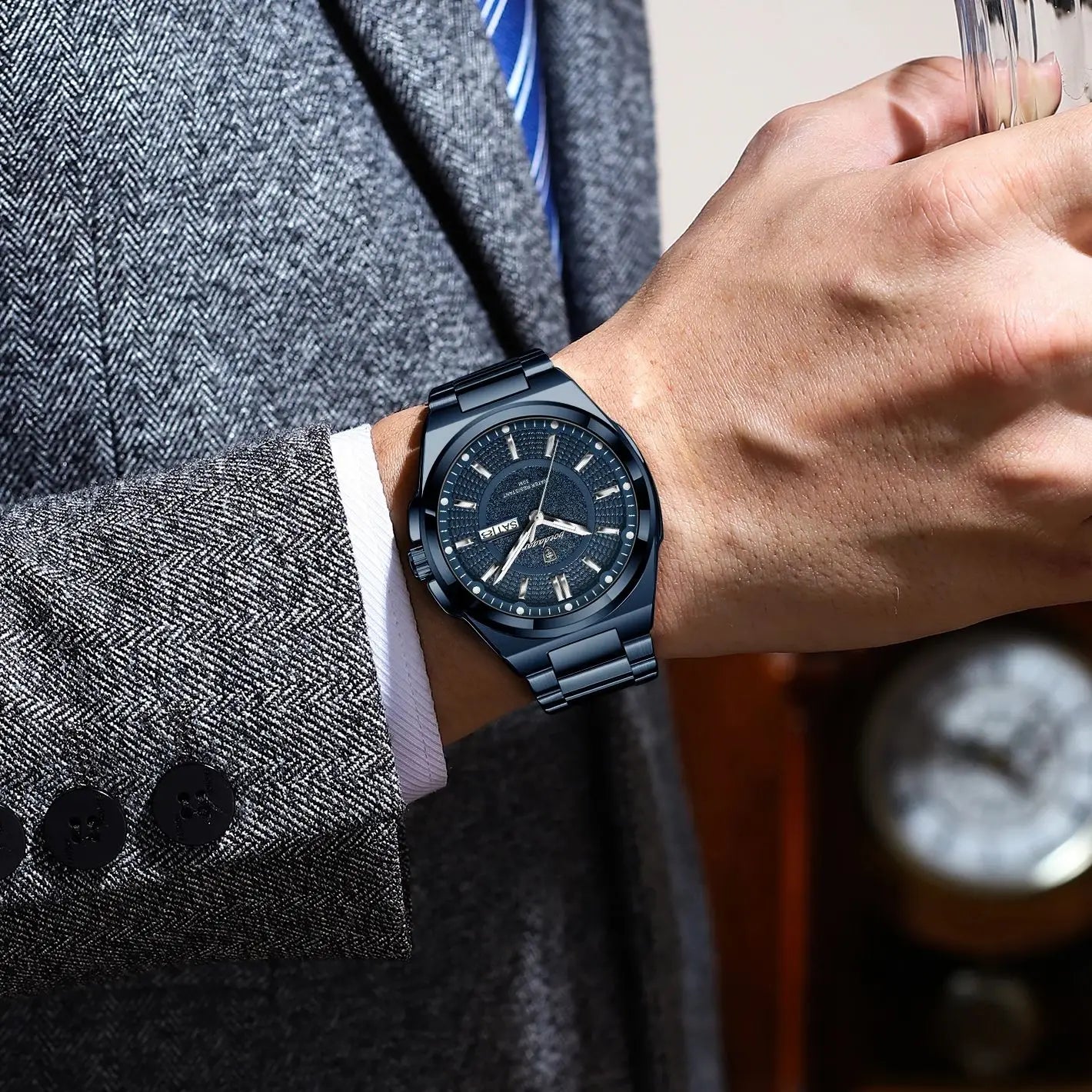Original Men Clock Quartz ,Date ,Week Luxury Man Waterproof