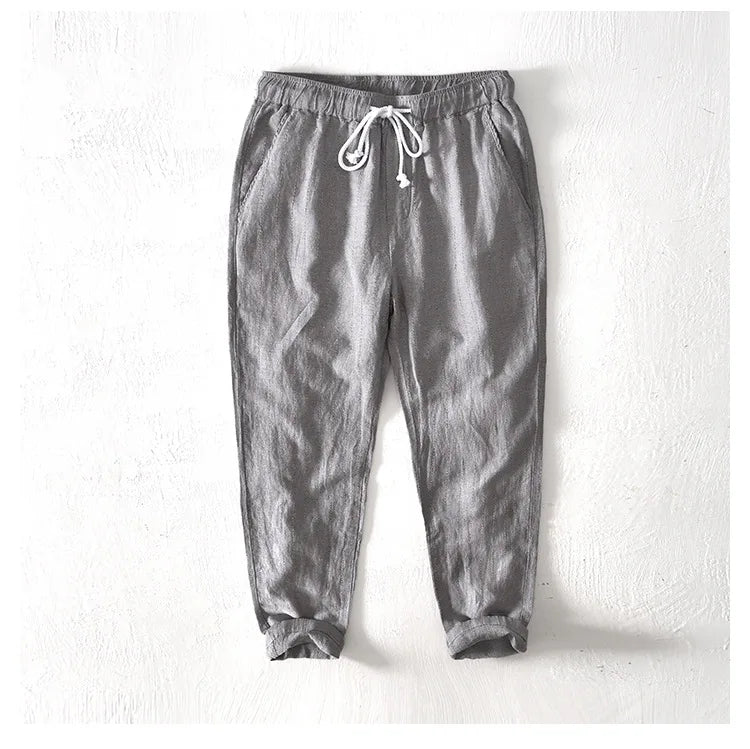 Men’s Linen And Cotton Pants – Subtle Stripes