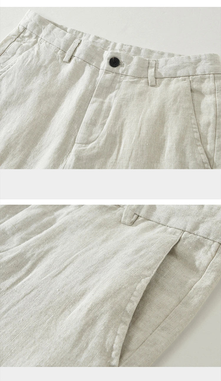 Men’s 100% Linen Casual Pants – Men Thin Breathable Trousers Men Big Size